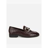 Kadın Deri Kahverengi Kroko Baskılı Klasik Loafer 01AYH317590A480