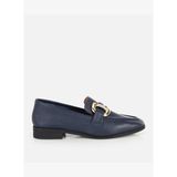 Kadın Deri Lacivert Gold Toka Detaylı Yumuşak Dokulu Topuklu Klasik Loafer 01AYH336120A680