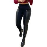KADIN DERİ ŞERİTLİ FERMUAR DETAY DALGIÇ TAYT PANTOLON (L-XL)