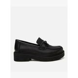 Kadın Deri Siyah Tokalı Klasik Loafer