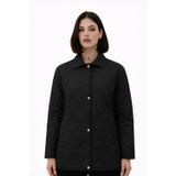 Kadın Desenli Çıtçıtlı Çift Cepli Oversize Kapitone Ceket