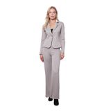 Kadın Desenli Hafif Likralı Yumuşak Dokulu Yakalı Uzun Kol Mono Blazer Ceket-Bej Balıksırtı