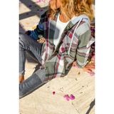 Kadın Desenli Renkli Oduncu Oversize Bol ve Geniş Kalıp Casual Çift Kapüşonlu Ceket Gömlek - Haki