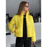 Kadın Dik Yaka Şişme Mont - XL - Sarı