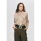 Kadın Dikey Dalgalı Boncuk Nakışlı Oversize Gömlek