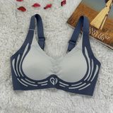 Kadın Dikişsiz Lazer Kesim Toparlayıcı Pedli Sütyen (Günlük & Spor) (Lacivert, XL)