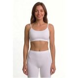Kadın Dikişsiz Pedli Toparlayıcı İnce Askılı Spor Sütyeni Büstiyer, Beyaz, 3XL
