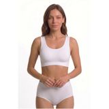 Kadın Dikişsiz Pedli Toparlayıcı Kalın Askılı Spor Sütyeni Büstiyer, Beyaz, 3XL