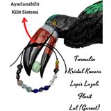 Kadın Doğal Taş Bileklik Turmalin Kristal Kuvars Lapis Lazuli Florit Lal Ayarlamalı Kilit Sistemi