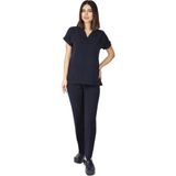 Kadın Doktor Hemşire Forması Scrubs Alpaka Kumaş Hastane Nöbet Takımı (V Yaka Dr Greys) LACİVERT XS