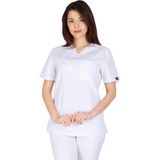 Kadın Doktor Hemşire Forması Scrubs Alpaka Kumaş Hastane Nöbet Tek Üst (Zarf Yaka Klasik Kol) BEYAZ 4XL