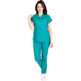 Kadın Doktor Hemşire Forması Scrubs Likralı Esnek Kumaş Hastane Nöbet Takımı (V Yaka Dr Greys) - 2XL - Yeşil