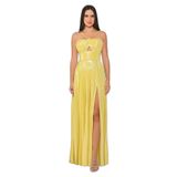 Kadın Dokuma Polyester Karışımlı Gece Şık SARI Abiye & Mezuniyet Elbisesi AB6610-SARI
