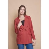 Kadın Düğme Detaylı Uzun Kol Şık Ofis Süs Cep Kapaklı Kumaş Blazer Ceket -Bordo - 38
