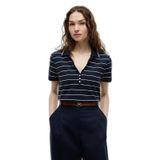 Kadın Düğme Kapama Kısa Kol%100 Pamuk Lacivert T-Shirt WW0WW49975-0A5