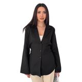 Kadın Düğmeli Blazer Ceket– Siyah Şık Ceket, siyah, s