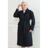 Kadın Düğmeli İçi Astarlı Kaşmir Kaşe Kaban - Laci