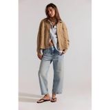 Kadın Düşük Bel Barrel Fit Jean Pantolon Crop Paça Rahat Kesim%100 Pamuk Denim Mavi 36