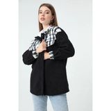 Kadın Ekose Desen Ceket - Siyah - 40