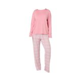 Kadın Ekose Desenli Pijama Takımı Açık Pembe