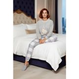 Kadın Ekose Desenli Wellsoft Pijama Takımı Lama Figürlü Fonksiyonel Dayanıklı Kaliteli Şık