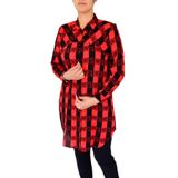 Kadın Ekose Kareli Tunik BGL-ST02956 KIRMIZI 44