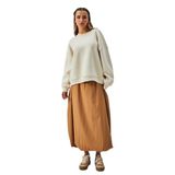 Kadın Ekru 3 İplik Penye Şardonlu Oversize Sweatshirt 28050