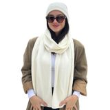 Kadın Ekru Bere Atkı Takım – Yumuşak Dokulu Kışlık Triko Şapka ve Uzun Atkı Seti, Günlük Kullanım, Soğuk Hava İçin Şık Kombin