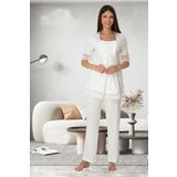 Kadın Ekru Dantelli Hamile Lohusa Pijama Takımı, M, ET6032EF-19804IGP253624