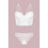 Kadın Ekru Destekli Push Up Bralet Sütyen ve Külot Takım (Ekru / 85B)
