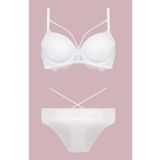 Kadın Ekru Desteksiz Bralet Sütyen Külot Takım, 90B, TYC00207653946-869BST0011587