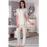 Kadın Ekru Hamile Lohusa Dantelli Pijama Takımı, L, E5042EF-19804IGP252170