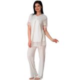 Kadın Ekru Hamile Lohusa Dantelli Pijama Takımı, XL, E5042EF-869BST0004549