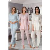 Kadın Ekru Hamile Lohusa Pijama Takımı, M, ET3011EF-19804IGP253505