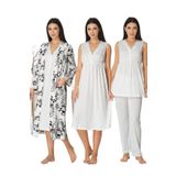 Kadın Ekru Hamile Lohusa Sabahlıklı Gecelik Pijama Takımı 4'lü Set, 2XL, Effortt8036-19804IGP27168355
