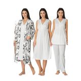 Kadın Ekru Hamile Lohusa Sabahlıklı Gecelik Pijama Takımı 4'lü Set, XL, Effortt8036-19804IGP27168354