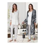 Kadın Ekru Hamile Lohusa Sabahlıklı Pijama Takımı Effort, 2XL, Effortt9044-19804IGP2717048