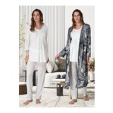 Kadın Ekru Hamile Lohusa Sabahlıklı Pijama Takımı Effort, S, Effortt9044-19804IGP2717044