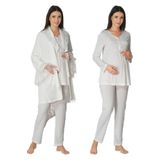 Kadın Ekru Kadife Sabahlıklı Hamile Lohusa Uzun Kollu Pijama Takımı Effort, XL, BB8088EF-19804IGP27190429