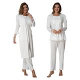 Kadın Ekru Pamuklu Hamile Lohusa Sabahlıklı Pijama Takımı, L, EFF2018-198IGP101443