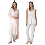 Kadın Ekru Sabahlıklı Hamile Lohusa Pijama Takım Effort, 2XL, Effortt9034-19804IGP2717350