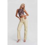 Kadın Ekru Straight Fit %100 Pamuk Jean Pantolon
