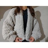 Kadın El Örgüsü Puffy Ceket, Hırka - Standart - MKX-Bej