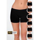 Kadın Elastanlı Kısa Siyah Şort 627 6'lı Ekonomik Paket