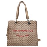 Kadın Emporio Armani Yazı ve Logo Desenli Geniş Kısa ve Uzun Askı Bej Omuz Çantası Y3D158 YWS0E-F1075