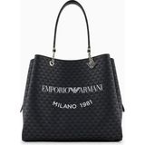 Kadın Emporio Armani Yazı ve Logo Desenli Geniş Kısa ve Uzun Askı Siyah Omuz Çantası Y3D158 YWS0E-86284