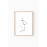 Kadın Erkek - Ahşap Desenli Çerçeve, Naturel, 50 x 70, 3646362354791