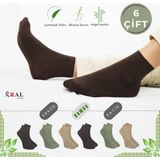 Kadın - Erkek Çorap 6 Çift Dikişsiz Yazlık Bambu Kısa Patik Set - 40 - 44 - Bej - Kahverengi - Haki