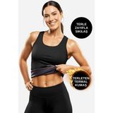 Kadın Erkek Göbek Bel Göğüs Inceltici Sekillendirici Sıkilaştırıcı Dik Duruş Termal Sauna Atlet Korse - Siyah - 3XL