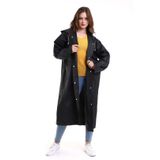 Kadın Erkek Unisex Yağmurluk Kapüşonlu Çıtçıtlı Siyah Su Geçirmez Yağmurluk Standart Boy